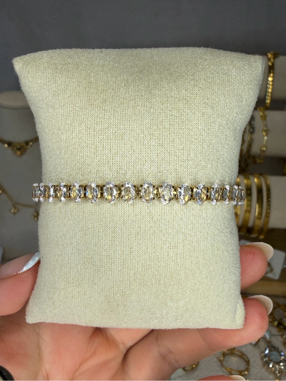 Gold-Tone Clear Crystal Tennis Bracelet - Women Jewelry